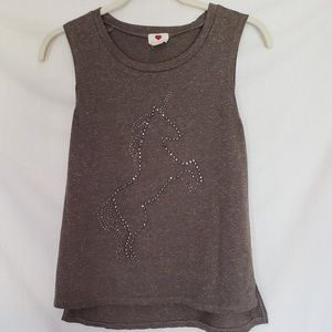 Brown unicorn studded tank top sleeveless size XS